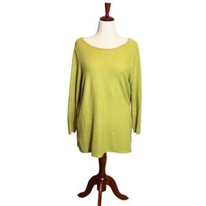 J. Jill tunic green scoop neck long sleeve textured knit light sweater top Sz L